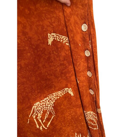 La Cera Giraffe Safari African Print Terra Cotta Midi Dress - Picture 6 of 6